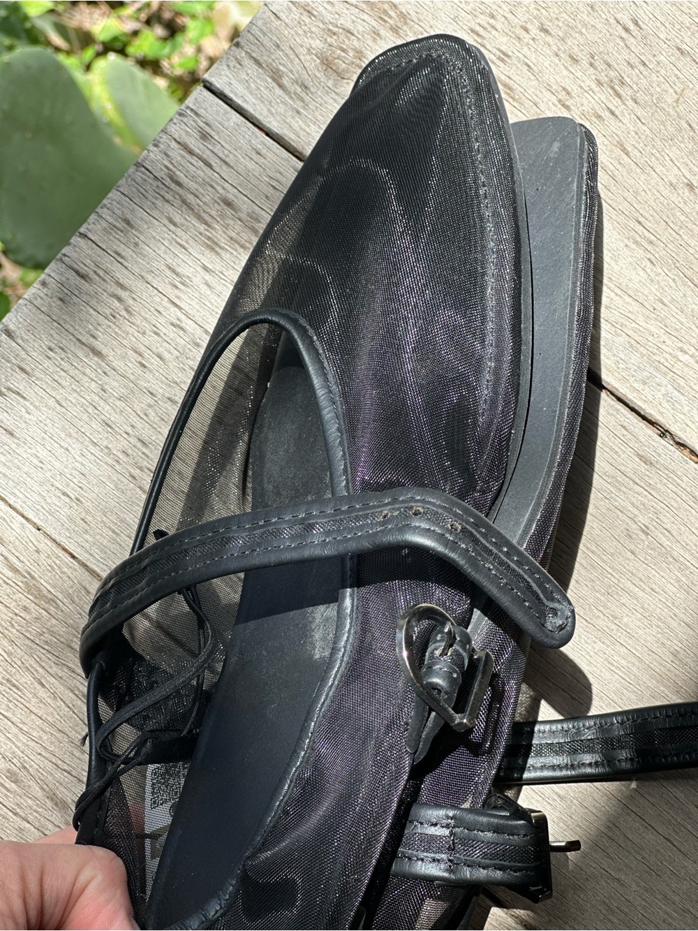 ZARA Mesh Black Mary Jane Flat with Strap in Size 40 — NWT - Picture 4 of 5